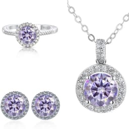 Real Round 6.5mm Moissanite Jewelry Set 925 Sterling Silver Sparking Ring Earring Pendant Necklace For Women Bridal Gift
