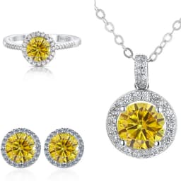 Real Round 6.5mm Moissanite Jewelry Set 925 Sterling Silver Sparking Ring Earring Pendant Necklace For Women Bridal Gift