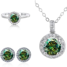 Real Round 6.5mm Moissanite Jewelry Set 925 Sterling Silver Sparking Ring Earring Pendant Necklace For Women Bridal Gift
