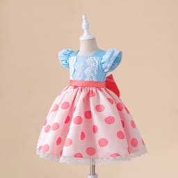 Baby Girl Dot Princess Party Dress Kids 1st Birthday Baptism Tutu Dresses Toddler Girl Fluffy Pleated Summer Gown Infant Costume