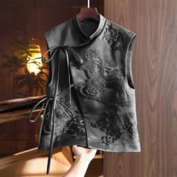 Vintage Chinese Style Outerwear Vest White Crane/Flowers Embroidered Lacing Vests Spring And Summer Elegant Women's Clothing