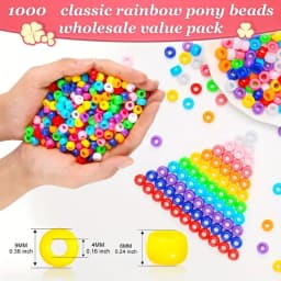 1000pcs 6x9mm Multi-Colored Large Hole Pony Beads DIY Jewelry Making Supplies For Kids Crafts Keychains Friendship Bracelet Bead