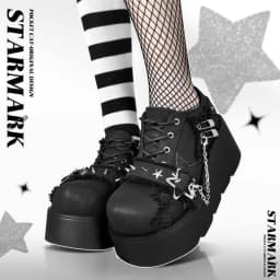 2024 New Y2K Star Print Chunky Platform Ankle Boots Women Metal Chain Blue Denim Boots Woman Cute Thick Bottom Jk Lolita Shoes
