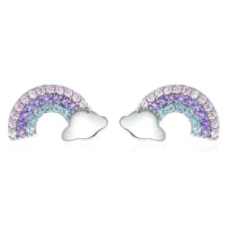 EVISPOL 2-6Pcs 316 Stainless Steel Cute Heart-Shaped Unicorn Stud Earrings for Women Hypoallergenic CZ Rainbow Earring Studs