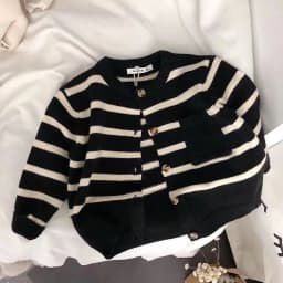 Fashion Striped Kids Sweater Boys Single Breasted Knit Coat Girls Soft Loose O-Neck Knitted Cardigan