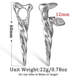Giga 1/2Pcs 12mm(1/2") Sharp Cone Stainless Steel Ear Weights Hanger Dangle Gauges Earrings for Stretched Piercing Body Jewelry