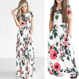 Summer Mommy and Me Family Matching Mother Daughter Flower Dresses Clothes Mom Dress Kids Child Outfits Mum Baby Girl Clothing