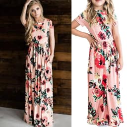 Summer Mommy and Me Family Matching Mother Daughter Flower Dresses Clothes Mom Dress Kids Child Outfits Mum Baby Girl Clothing
