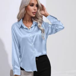 Autumn Casual Women's Blouses Elegant Satin Multicolor Basic Slim Shirt Solid Vintage Trend Ball Dance Party Shirt All-Match Top