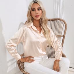 Autumn Casual Women's Blouses Elegant Satin Multicolor Basic Slim Shirt Solid Vintage Trend Ball Dance Party Shirt All-Match Top