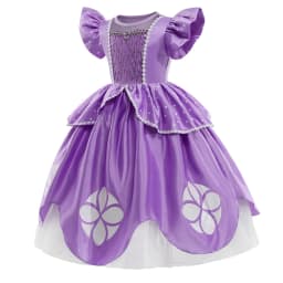 2 3 4 6 8Y Little Princess Sophia Frock Fancy Birthday Sofia Party Dress for Girl Sequined Bodice Flying Sleeve Carnival Costume