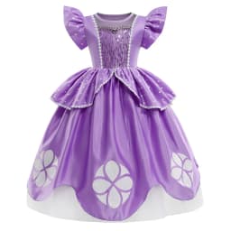 2 3 4 6 8Y Little Princess Sophia Frock Fancy Birthday Sofia Party Dress for Girl Sequined Bodice Flying Sleeve Carnival Costume