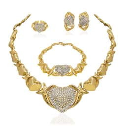 Woman Jewelry Sets Woman Heart Necklaces Earrings Accessories XOXO Gilding Jewelry Sets Wedding Jewelry Gifts Love Necklaces