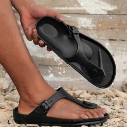 Men's casual simple buckle flat heel sleeve with clip on flip flops in large size
