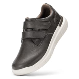 FitVille Men's Leather Shoes Diabetic Shoes Extra Wide Slip On Shoes for Orthopedic Toes Swollen Feet Non-Slip Lightweight