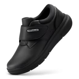 FitVille Men's Leather Shoes Diabetic Shoes Extra Wide Slip On Shoes for Orthopedic Toes Swollen Feet Non-Slip Lightweight