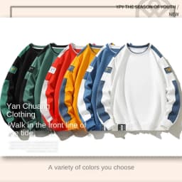 New Fashion Mens Patchwork Sweatshirt Autumn Streetwear Hip Hop Hoodies Jogger Male Yellow All-match Pullover Loose Long Sleeve