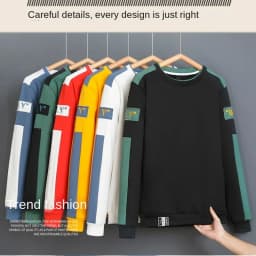 New Fashion Mens Patchwork Sweatshirt Autumn Streetwear Hip Hop Hoodies Jogger Male Yellow All-match Pullover Loose Long Sleeve