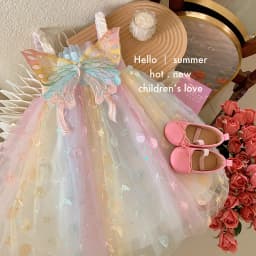 Girls' Summer New Children'S Dream Elf Butterfly Rainbow Baby Tank Tops Princess Dress