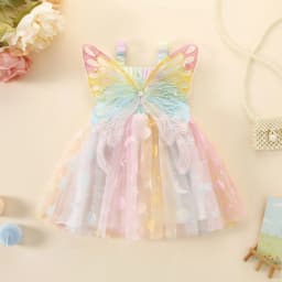 Girls' Summer New Children'S Dream Elf Butterfly Rainbow Baby Tank Tops Princess Dress