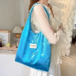 Simple Design Women's Vest Shoulder Bag Large Capacity Pearlescent Female Shopping Bags Commute College Girls Book Tote Handbags