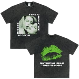 Rock Band Type O Negative The Green Man Vintage Washed T Shirt Gothic Metal Short Sleeve T-shirt Men's Vintage Hip Hop T Shirts