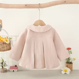 Ruffled Single Breasted Infant Wool Coat Spring and Autumn New Girls' Baby Long Sleeve Coat Soft Girl Children'S Clothing