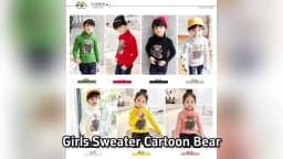 New Winter Keep Warm Girls Sweater Cartoon Bear Pattern High Neck Design Full Sleeve Knitted Shirt Children Birthday Present