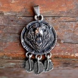 new stainless steel Amulet Viking Slavic God Symbol Warding Veles Bear Paw feather Pendant Necklace Jewelry