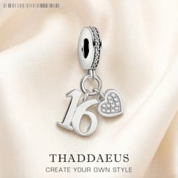 Lucky Number 16 Pendant 925 Sterling Silver Dangle Charm Women Men Trendy Fine Jewelry