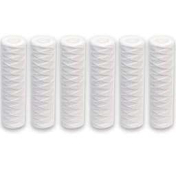 6pcs Universal String Wound Sediment Water Filter Cartridges for Most 10-Inch RO Unit 5 Micron – 10" x 2.5"