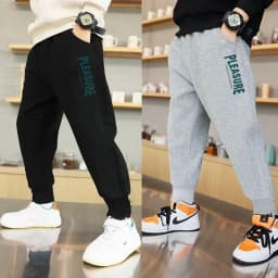 Kids Fashion Elastic Waist Pleasure Letter Print Sports Pants Boys Spring Summer Loose Breathable Jogging Pants