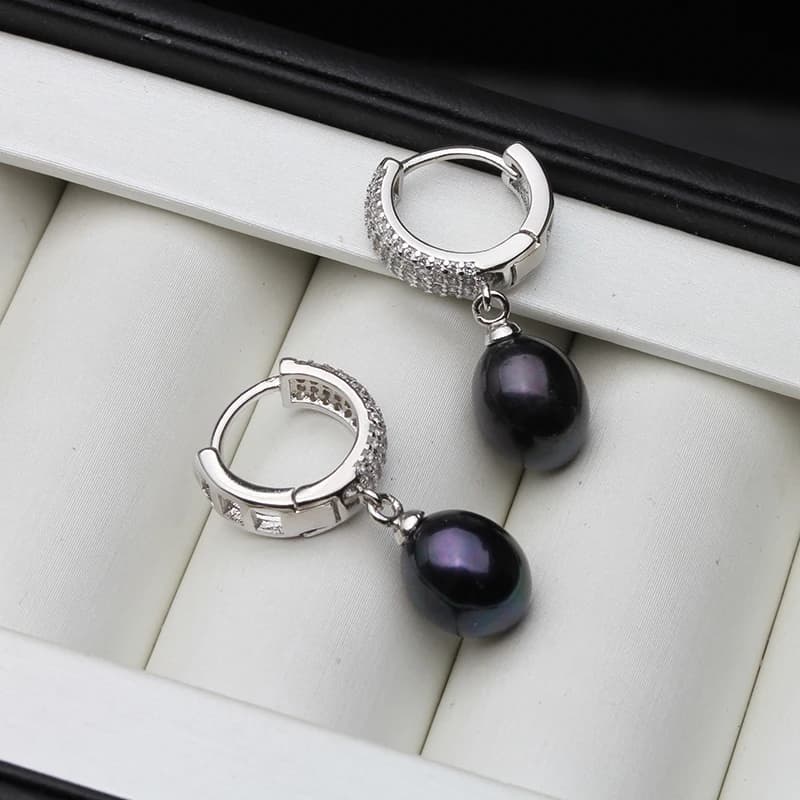 Genuine Silver 925 Pearl Earring Jewlery, White Bridal Natural Fresh Water Earrings Woman Pearl Wife Mom Birthday Gift White Pin