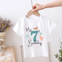 My 2nd Birthday Dinosaur Print Kids Shirt Boys 1-9 Years Birthday T-shirt Child Party Outfit Short Sleeve Tee Toddler Summer Top