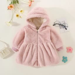Winter Newborn Girls Long Sleeve Fur Cotton Coat Hooded Thickened Baby Coat Children's Fashion Baby Clothing Free Bag