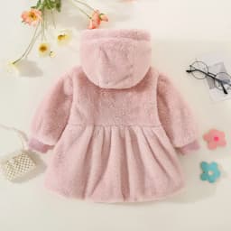 Winter Newborn Girls Long Sleeve Fur Cotton Coat Hooded Thickened Baby Coat Children's Fashion Baby Clothing Free Bag