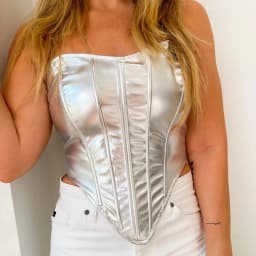 Women's Silver Waist Cinched Top Sexy Base Top Sleeveless Inner Strapless Vest