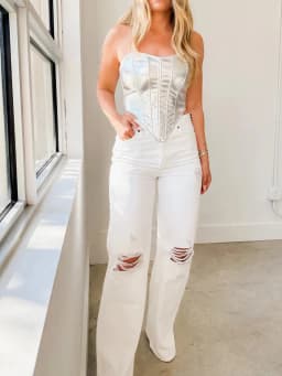 Women's Silver Waist Cinched Top Sexy Base Top Sleeveless Inner Strapless Vest