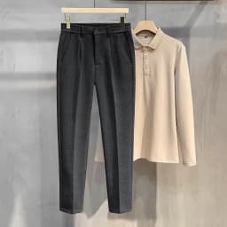 Autumn Winter Suit Pants Men Thick Business Elastic Waist Classic Grey Brown Woolen Straight Korean Formal Trousers Male 28-38