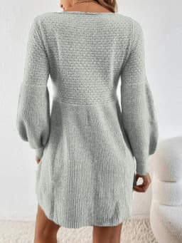 Autumn and winter new type of knitted dress women waist show thin fragrance style of A woman long sleeve A-line sweater dress la