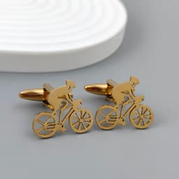 Bicycle racer gold-plated cufflinks, black stainless steel cuffs, men's shirt button accessories, business formal wear