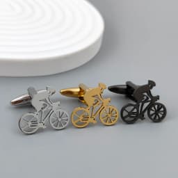 Bicycle racer gold-plated cufflinks, black stainless steel cuffs, men's shirt button accessories, business formal wear