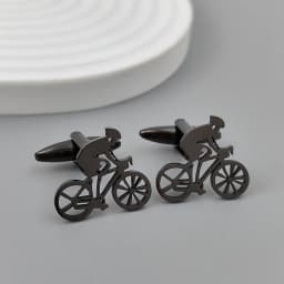 Bicycle racer gold-plated cufflinks, black stainless steel cuffs, men's shirt button accessories, business formal wear