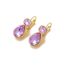 Stainless Steel Light Luxury Gold-Plated Teardrop Candy Color Stone Dangle Earrings Women Statement Delicate Bling Jewelry