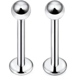 2PCS 16G 12mm Surgical Steel Internally Threaded Monroe Lip Labret 6-12mm Bar 3mm Ball Ear Tragus Stud Piercing