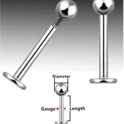 2PCS 16G 12mm Surgical Steel Internally Threaded Monroe Lip Labret 6-12mm Bar 3mm Ball Ear Tragus Stud Piercing