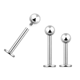 2PCS 16G 12mm Surgical Steel Internally Threaded Monroe Lip Labret 6-12mm Bar 3mm Ball Ear Tragus Stud Piercing