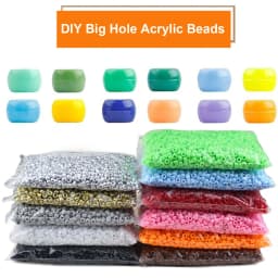 500g/Bag About 1850pcs 6x9mm Acrylic Large Hole Pony Beads For Jewelry Making Friendship Bracelets Key Chains Crafts Accessories
