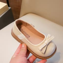2-18 Years Old Children Leather Shoes Beige Soft Bottom Bow Girls Princess Shoes Spring Autumn Non-slip Kid Baby Single Shoes