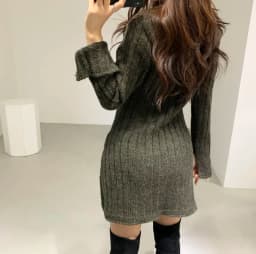 Sweater Dress for Women Long Sleeve Cable Knit Button Down Fitted Mini Dress Teen-girl Fall Winter Retro 90s Outfit